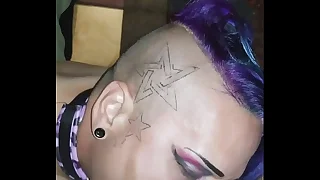 Deepthroating a hard cock at home